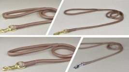 Lederleine rundgenäht mit Handschlaufe Nappaleder cacao braun