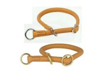 Lederhalsband rundgenäht mit Zugstopp aus Kalbsnappaleder cognac