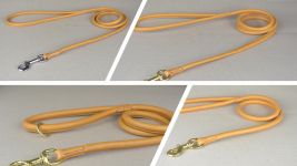 Hundeleine rund genaeht mit Handschlaufe kalbsnappaleder