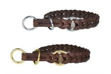 Zugstopp Halsband aus Fettleder, geflochten
