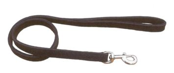 Führleine aus Leder Lederleine gefüttert schwarz Karabiner verchromt