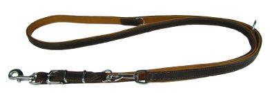 Lederleine Hundeleine aus Leder verstellbar - Beschläge Stahl verchromt